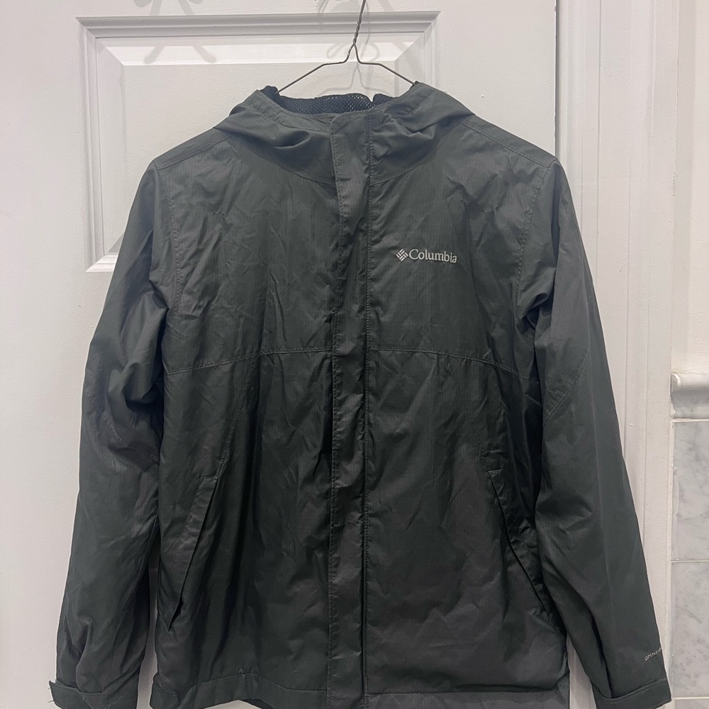 Columbia kids Gray Hooded Rain Jacket Kids Medium